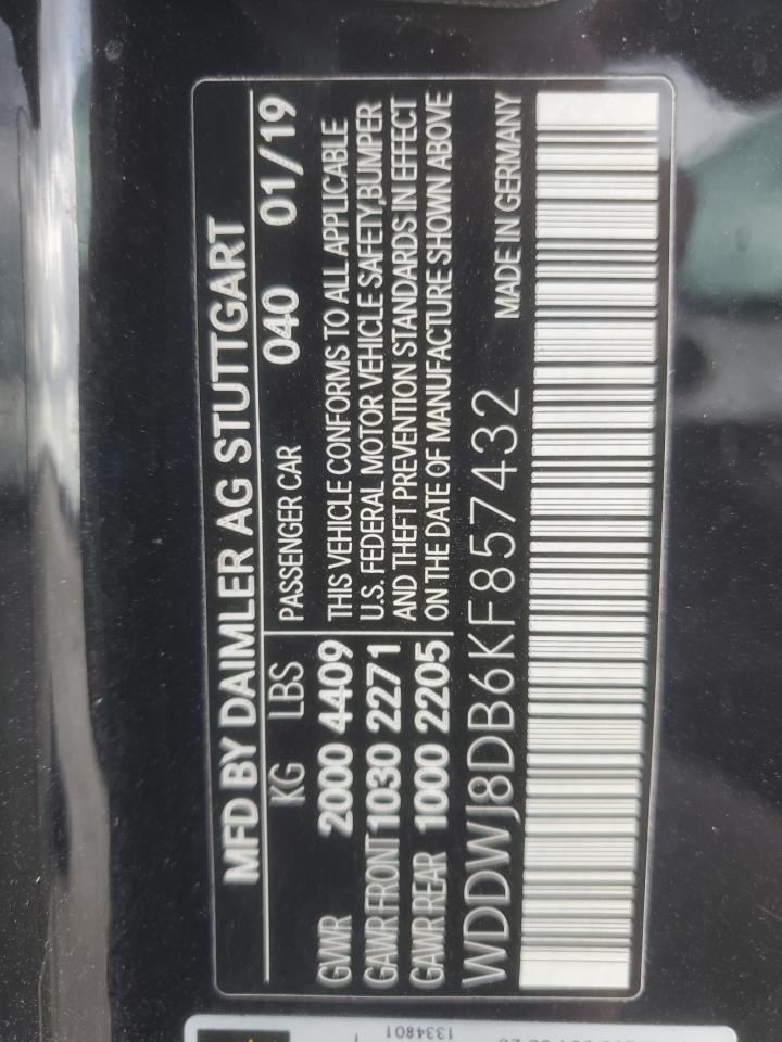 2019 Mercedes-Benz C 300 VIN: WDDWJ8DB6KF857432 Lot: 90252005