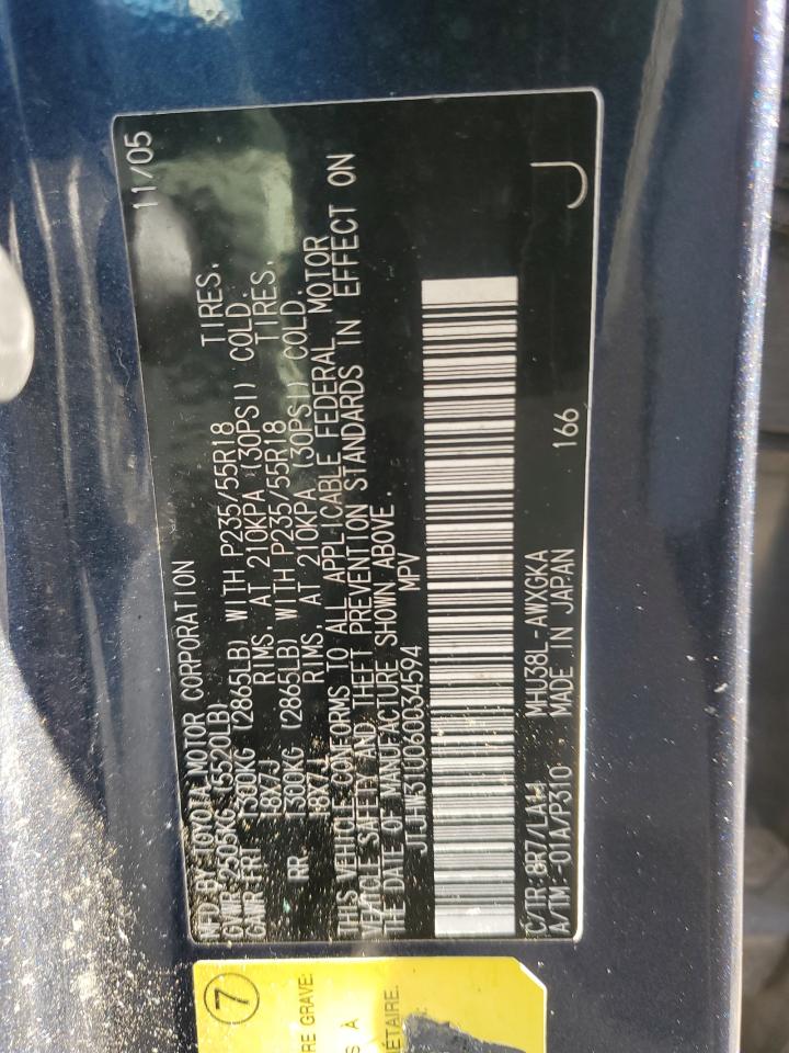 2006 Lexus Rx 400 VIN: JTJHW31U060034594 Lot: 85547485