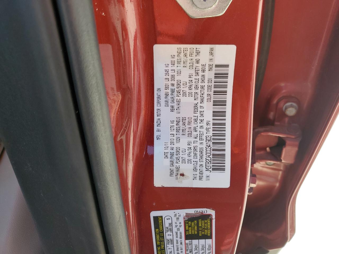 2012 Mazda Cx-9 VIN: JM3TB2DA0C0341903 Lot: 86546525