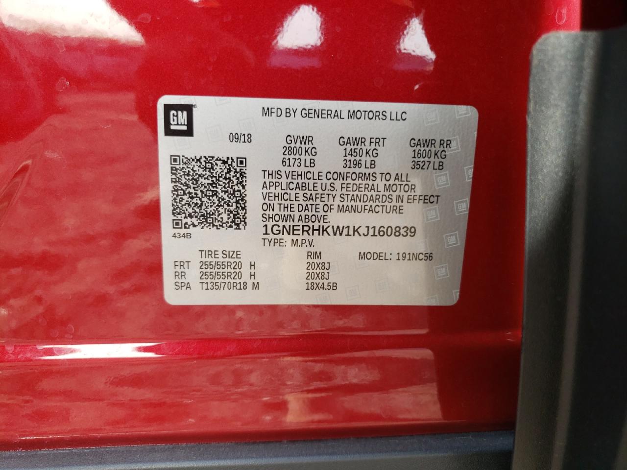 2019 Chevrolet Traverse Lt VIN: 1GNERHKW1KJ160839 Lot: 81902855