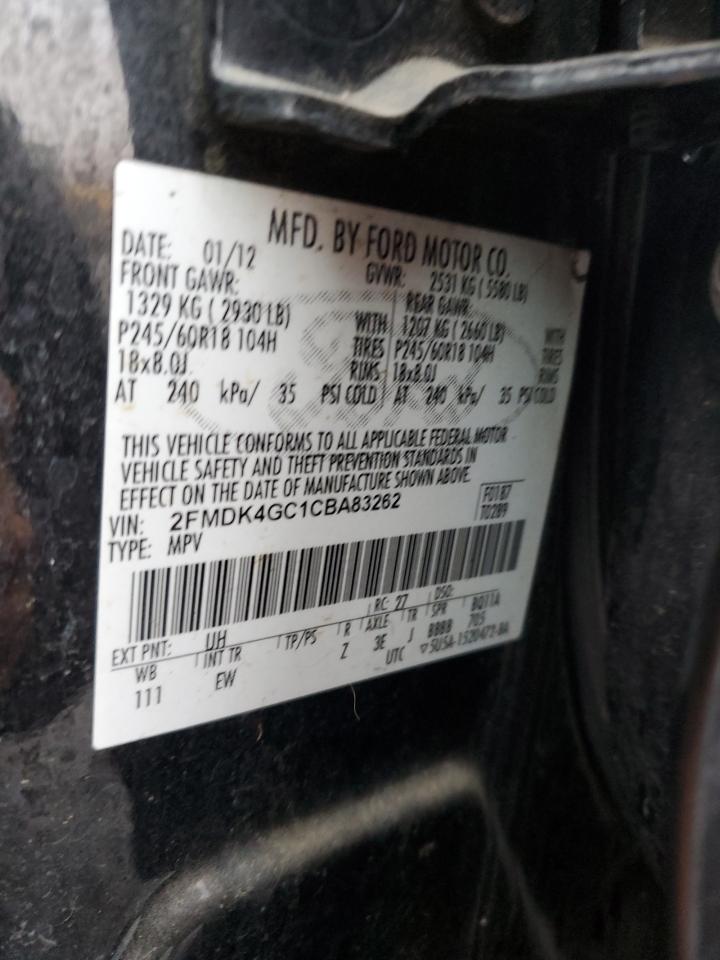 2012 Ford Edge Se VIN: 2FMDK4GC1CBA83262 Lot: 90306265