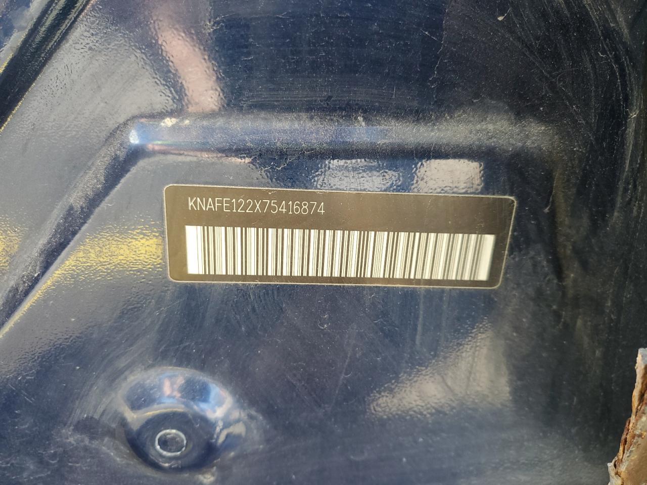 2007 Kia Spectra Ex VIN: KNAFE122X75416874 Lot: 86096575