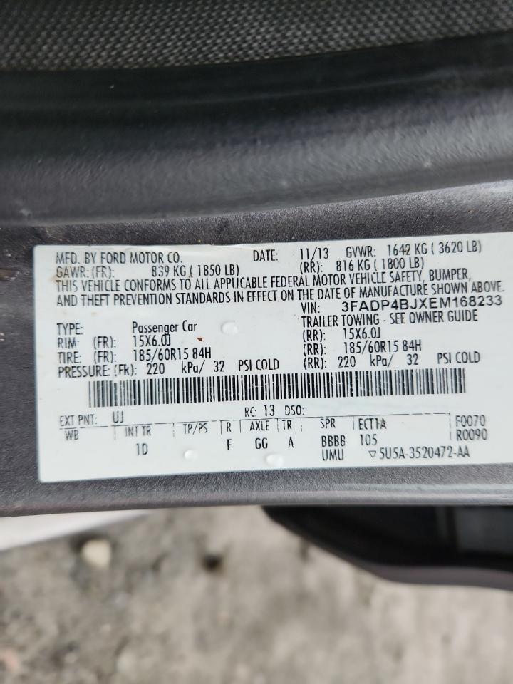 2014 Ford Fiesta Se VIN: 3FADP4BJXEM168233 Lot: 90329485