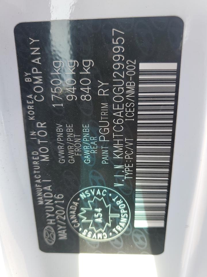 2016 Hyundai Veloster Turbo VIN: KMHTC6AE0GU299957 Lot: 86254305