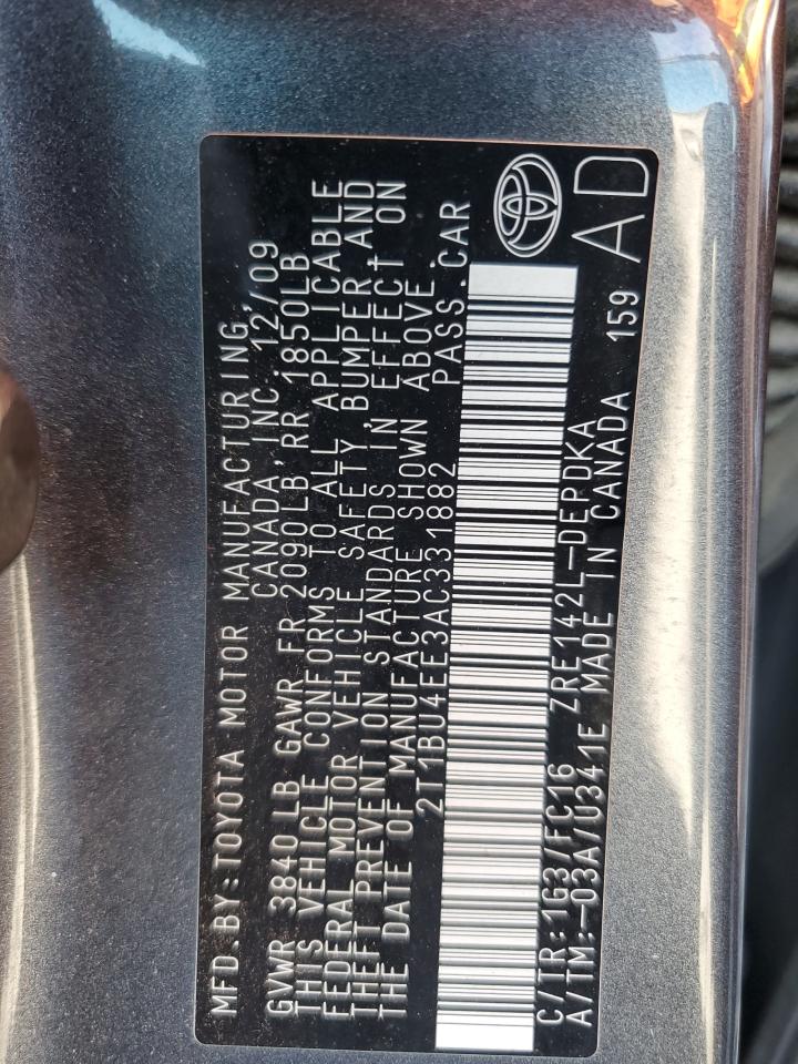 2010 Toyota Corolla Base VIN: 2T1BU4EE3AC331882 Lot: 84768595