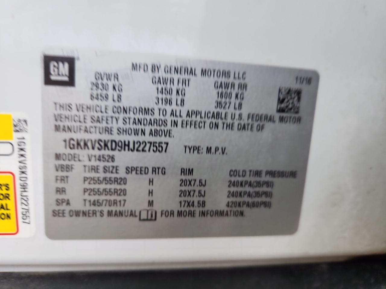 2017 GMC Acadia Limited Slt-2 VIN: 1GKKVSKD9HJ227557 Lot: 82372765