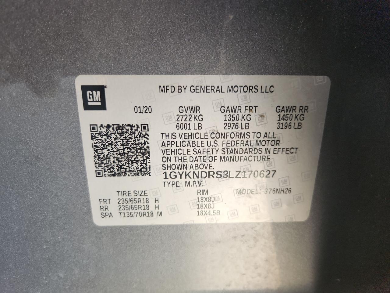 2020 Cadillac Xt5 Premium Luxury VIN: 1GYKNDRS3LZ170627 Lot: 82461815