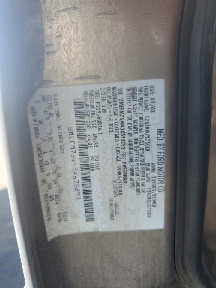 2003 Mercury Grand Marquis Ls VIN: 2MEFM75W43X675293 Lot: 86127025