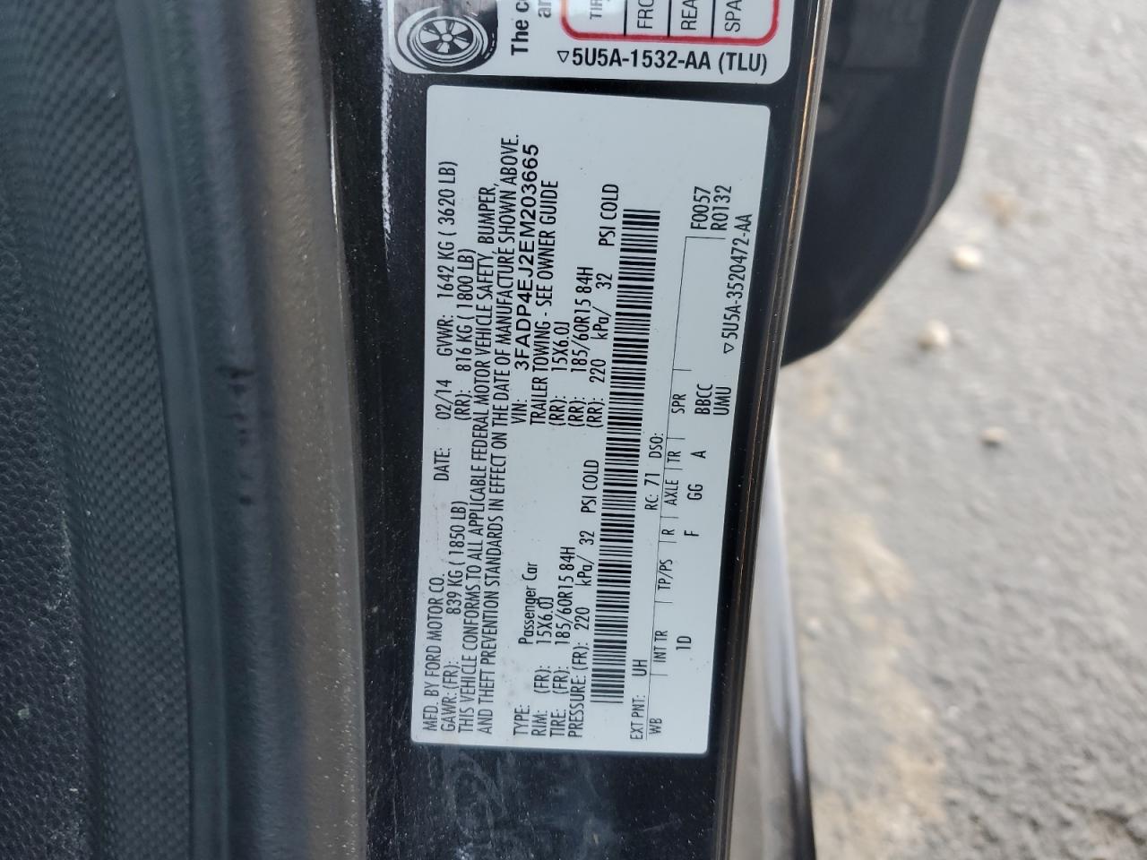 2014 Ford Fiesta Se VIN: 3FADP4EJ2EM203665 Lot: 86855155