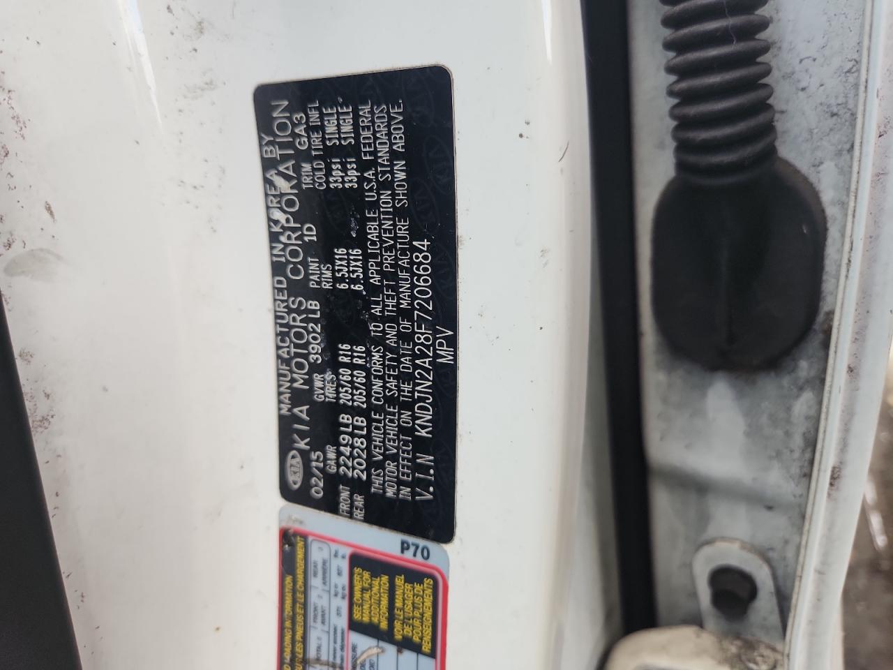 2015 Kia Soul VIN: KNDJN2A28F7206684 Lot: 84738355