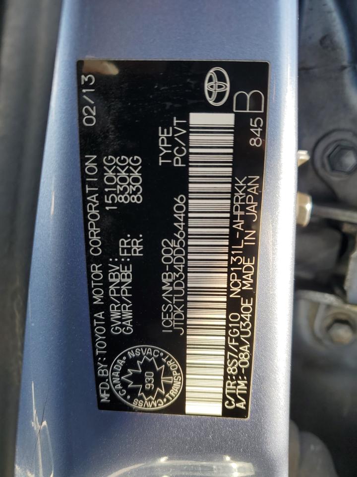 2013 Toyota Yaris VIN: JTDKTUD34DD564406 Lot: 81558585