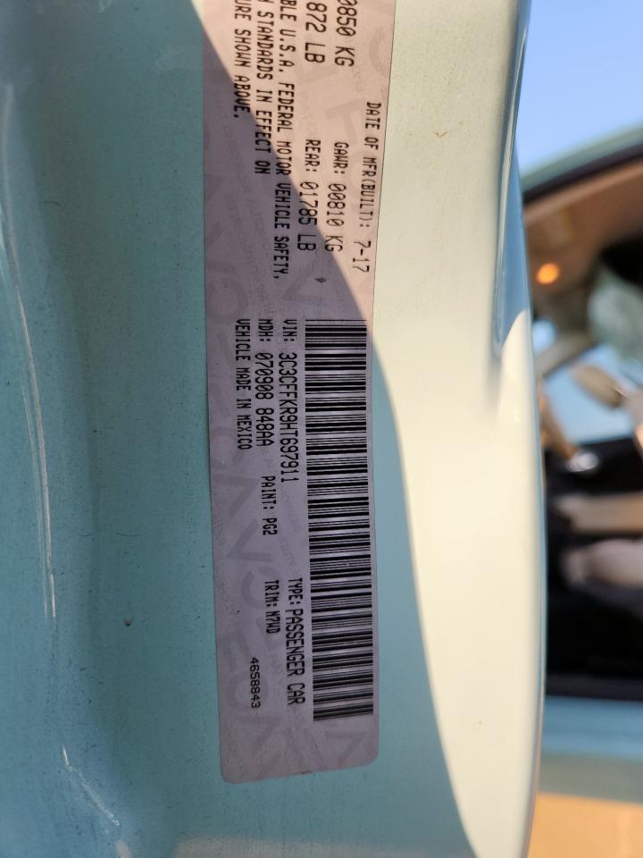 2017 Fiat 500 Pop VIN: 3C3CFFKR9HT697911 Lot: 84877715