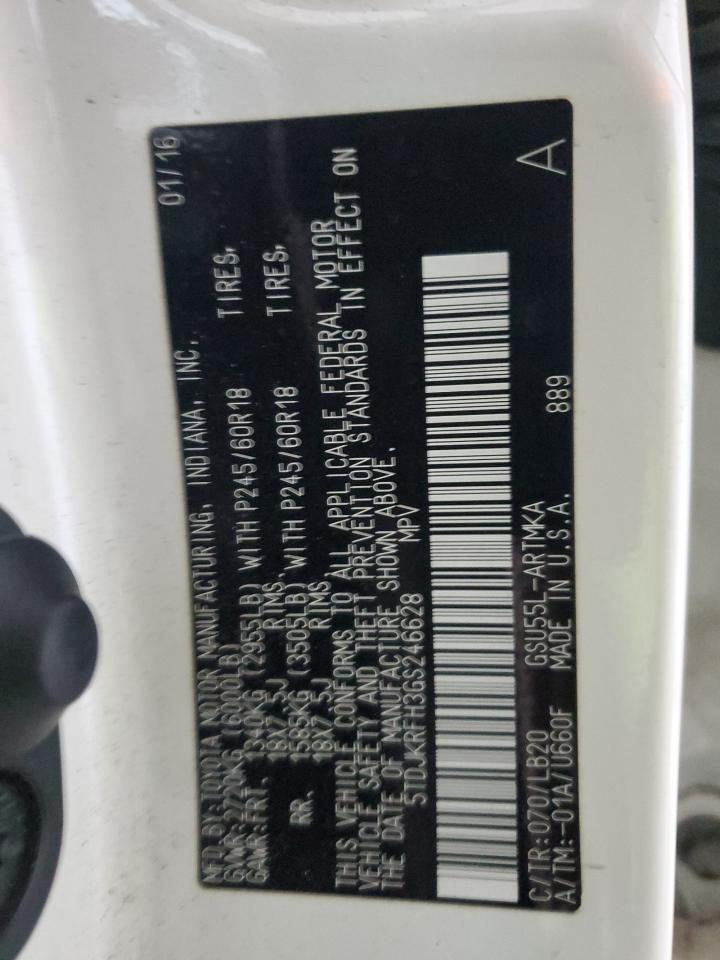 2016 Toyota Highlander Xle VIN: 5TDJKRFH3GS246628 Lot: 89883535