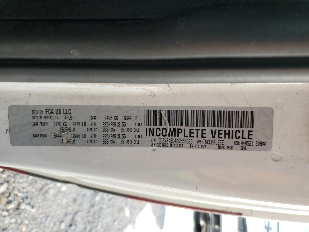 2019 Ram 4500 VIN: 3C7WRKBL4KG550225 Lot: 86218815