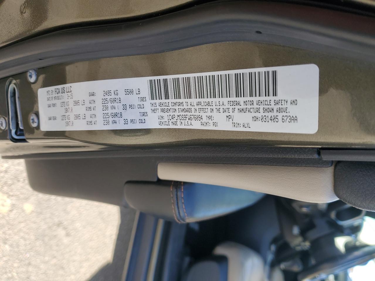 2015 Jeep Cherokee Limited VIN: 1C4PJMDS9FW676094 Lot: 85135935