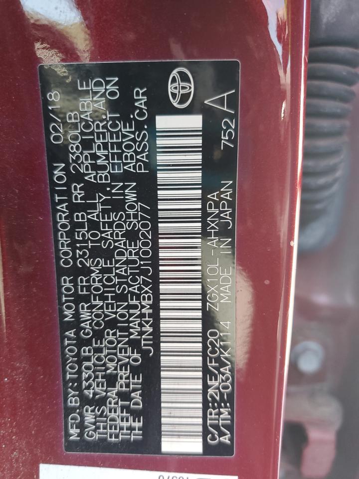 2018 Toyota C-Hr Xle VIN: JTNKHMBX7J1002077 Lot: 84969835