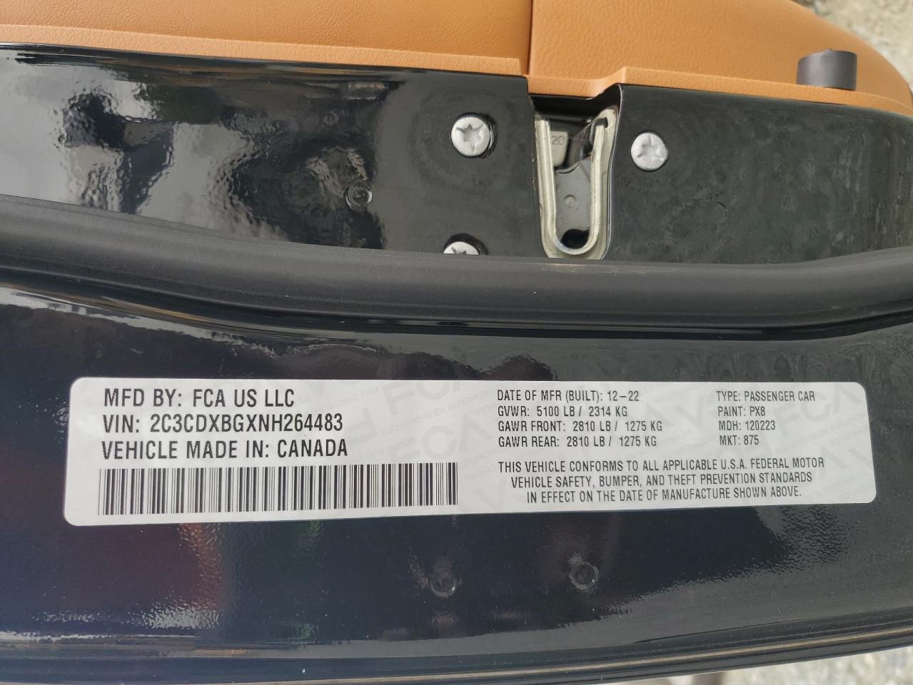 2022 Dodge Charger Sxt VIN: 2C3CDXBGXNH264483 Lot: 86080245