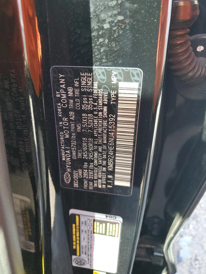 2022 Hyundai Palisade Sel VIN: KM8R24HE6NU415392 Lot: 85917405