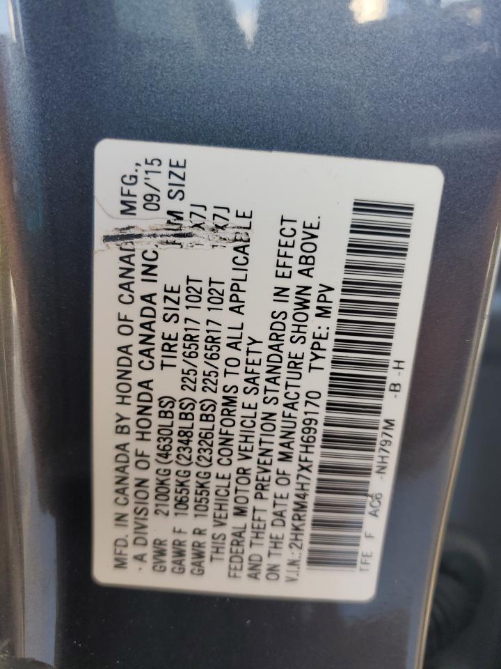 2015 Honda Cr-V Exl VIN: 2HKRM4H7XFH699170 Lot: 84625245