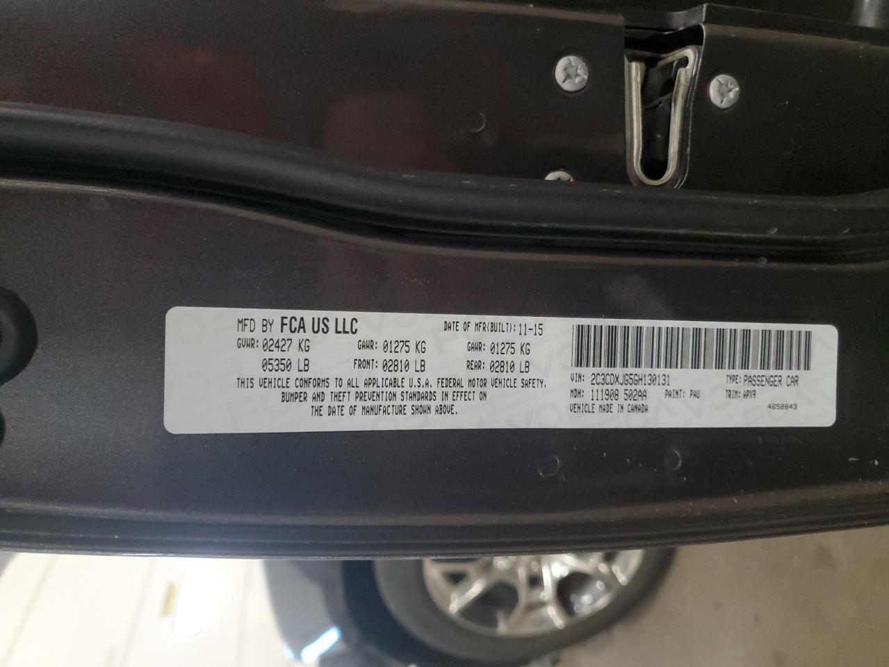 2016 Dodge Charger Sxt VIN: 2C3CDXJG5GH130131 Lot: 86103345