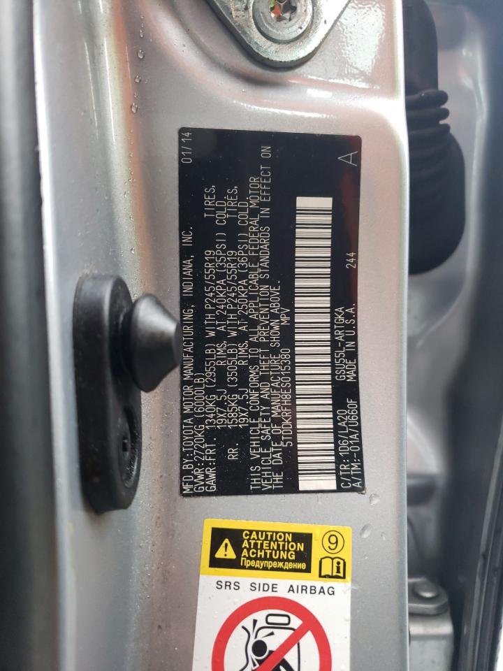 2014 Toyota Highlander Limited VIN: 5TDDKRFH8ES015380 Lot: 87381735