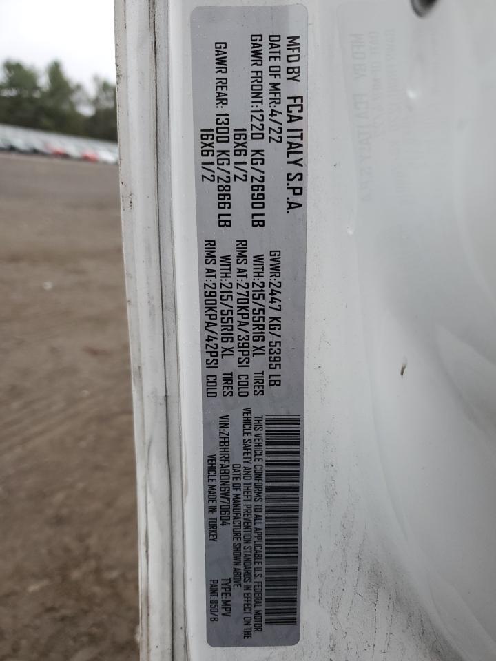 2022 Ram Promaster City Tradesman VIN: ZFBHRFAB0N6W70604 Lot: 84862055