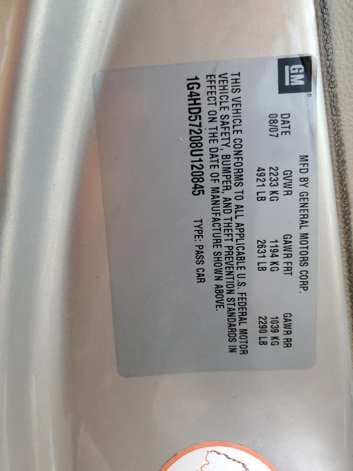 2008 Buick Lucerne Cxl VIN: 1G4HD57208U120845 Lot: 85294855