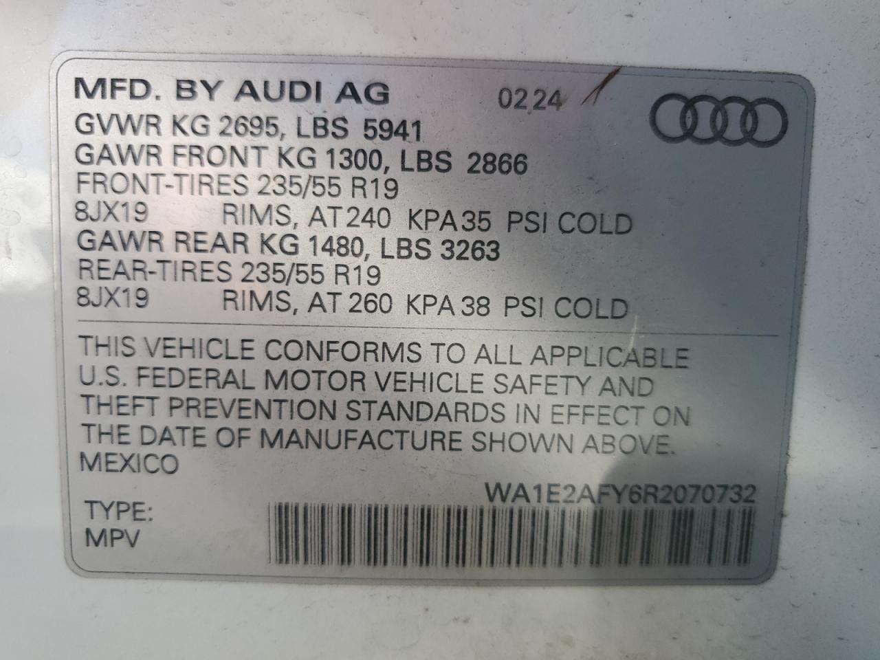 2024 Audi Q5 E Premium Plus 55 VIN: WA1E2AFY6R2070732 Lot: 82761985