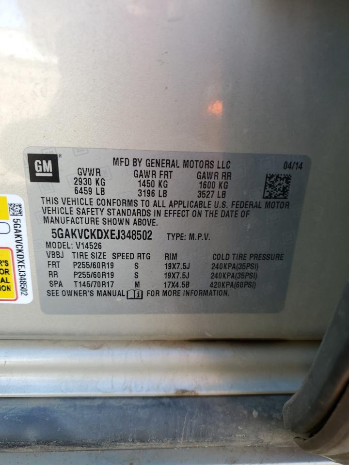 2014 Buick Enclave VIN: 5GAKVCKDXEJ348502 Lot: 82514655