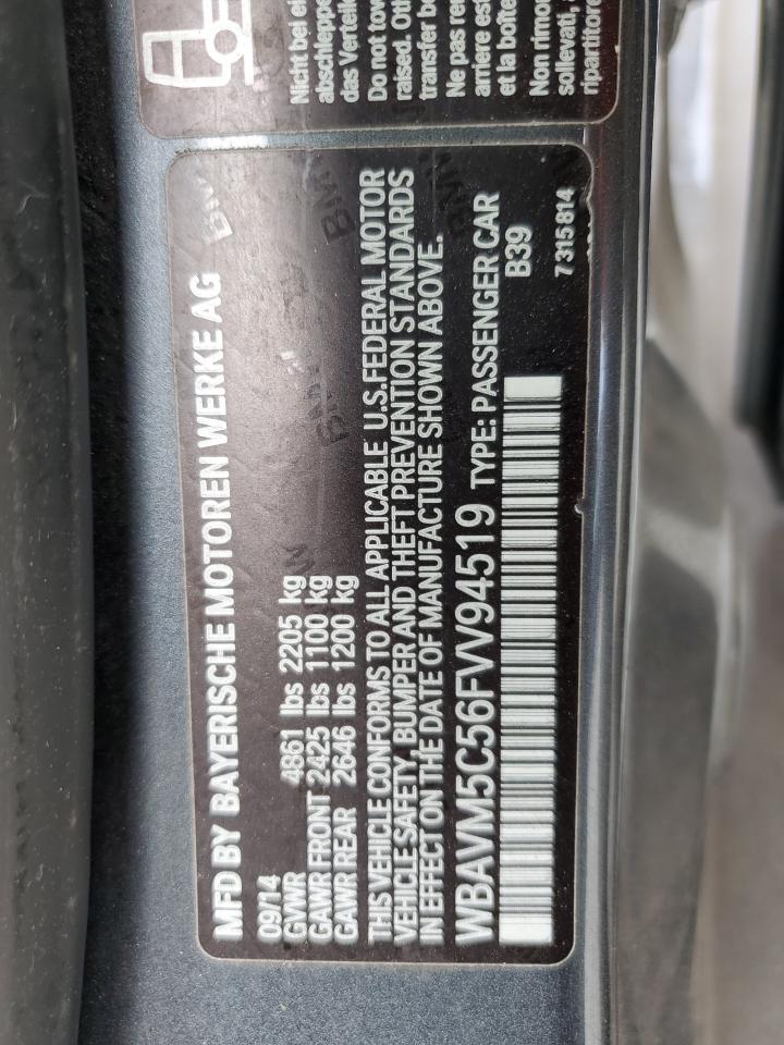 2015 BMW X1 xDrive35I VIN: WBAVM5C56FVV94519 Lot: 85743585