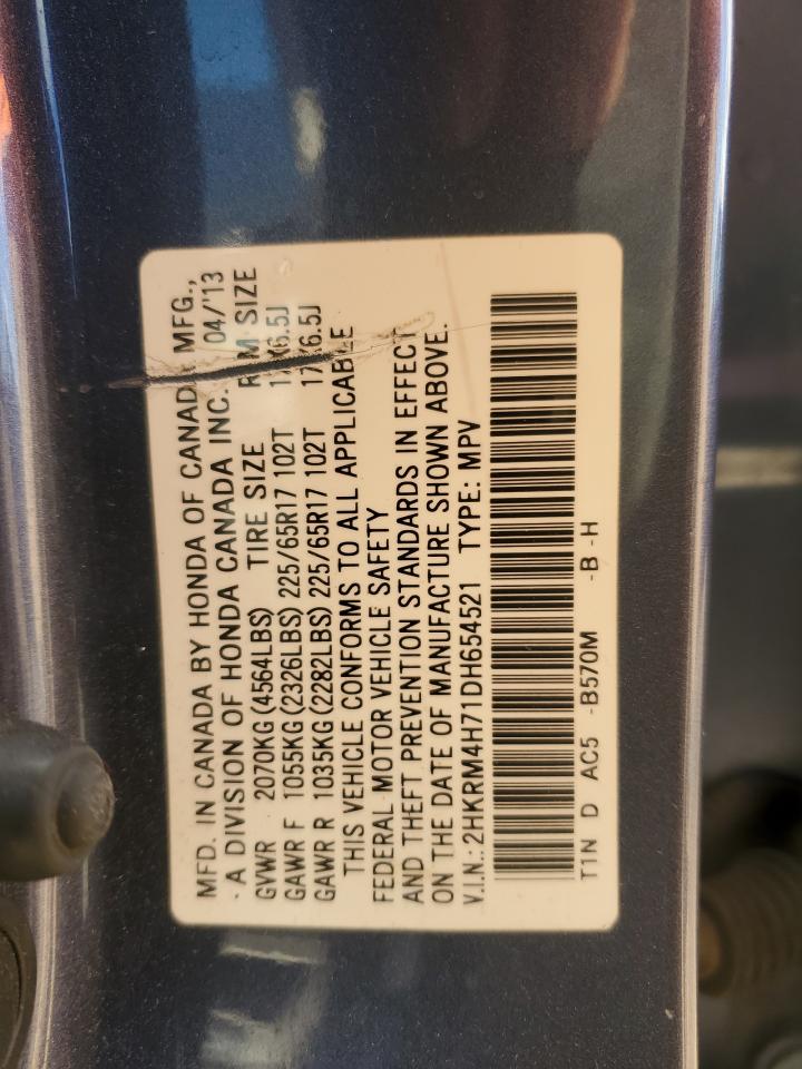 2013 Honda Cr-V Exl VIN: 2HKRM4H71DH654521 Lot: 85504765