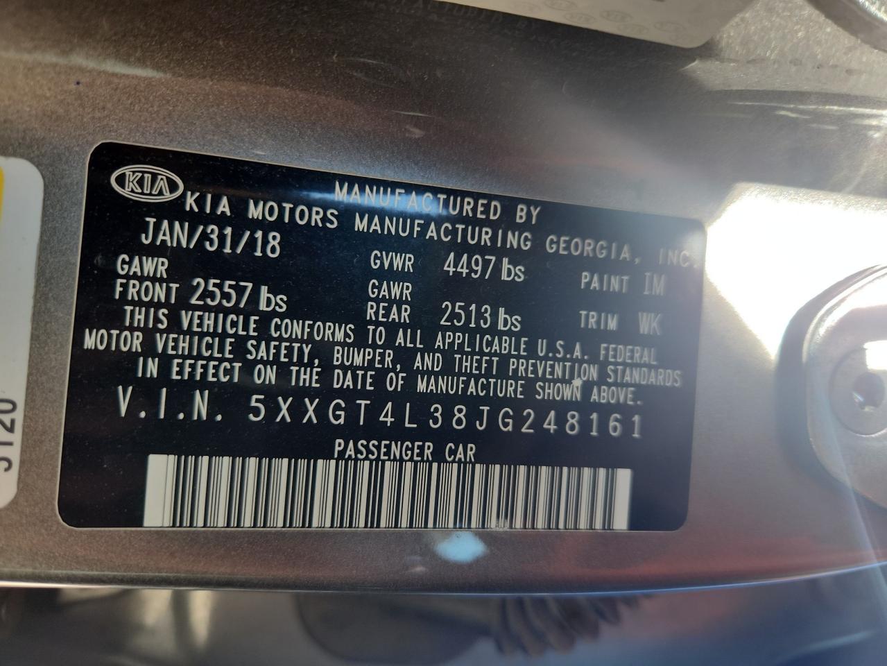 2018 Kia Optima Lx VIN: 5XXGT4L38JG248161 Lot: 85905945