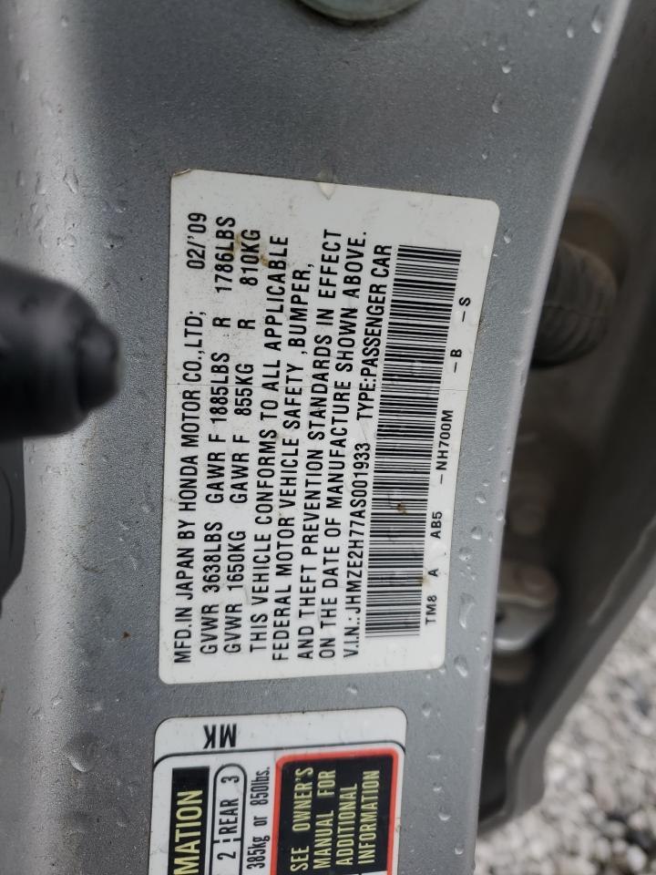 2010 Honda Insight Ex VIN: JHMZE2H77AS001933 Lot: 86451995