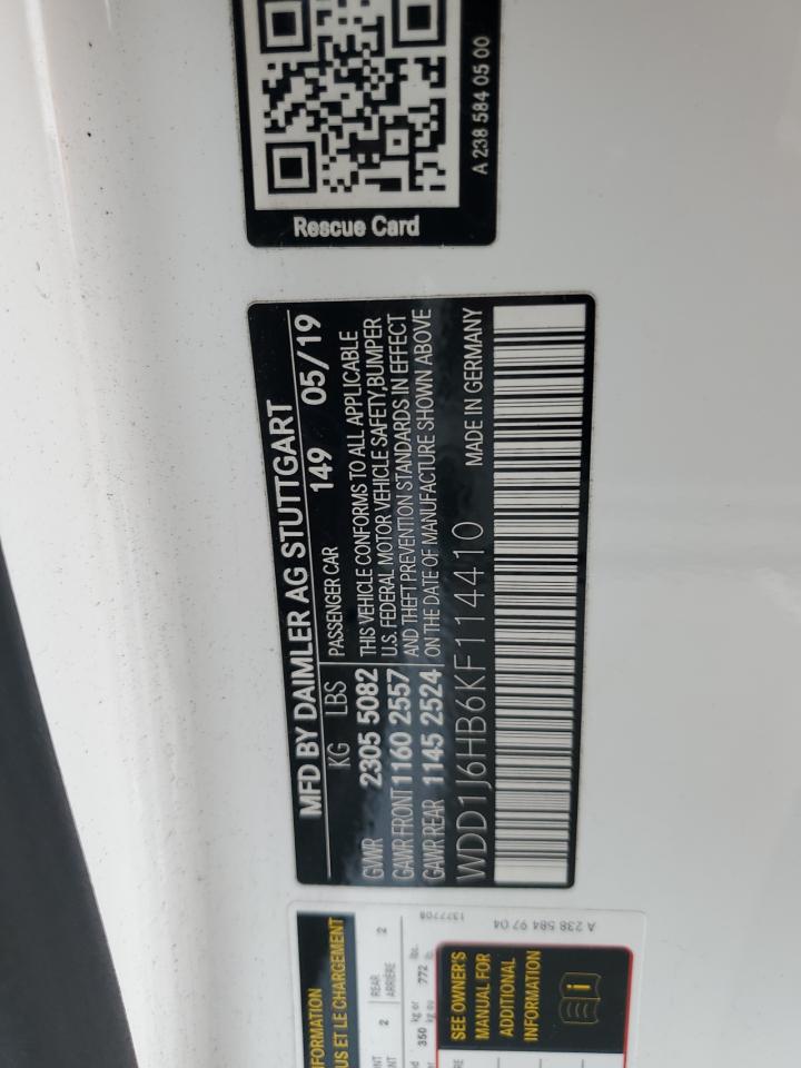 2019 Mercedes-Benz E 450 VIN: WDD1J6HB6KF114410 Lot: 87125345