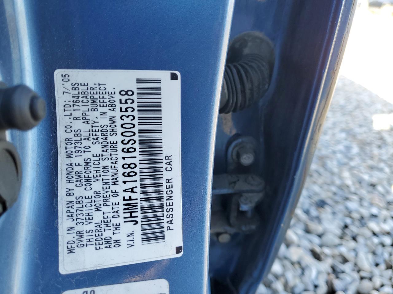 2006 Honda Civic Ex VIN: JHMFA16816S003558 Lot: 81889035