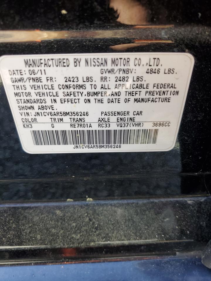 2011 Infiniti G37 VIN: JN1CV6AR5BM356246 Lot: 86065715