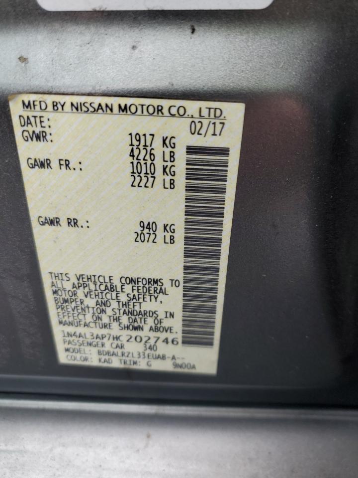 2017 Nissan Altima 2.5 VIN: 1N4AL3AP7HC202746 Lot: 86130155