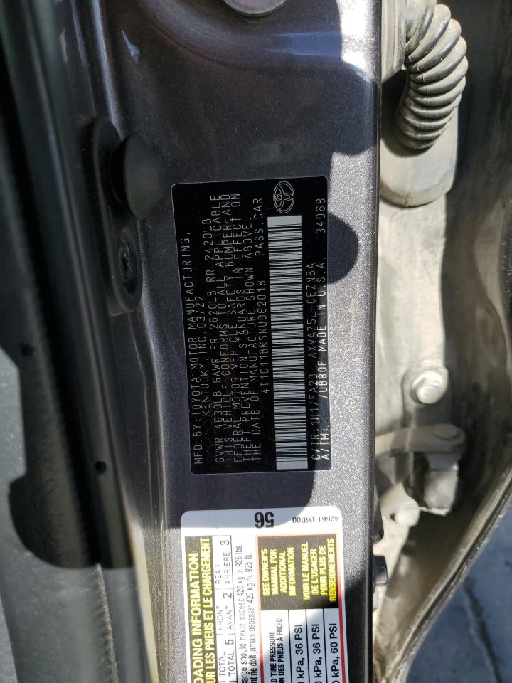 2022 Toyota Camry Le VIN: 4T1C11BK5NU062018 Lot: 86122915