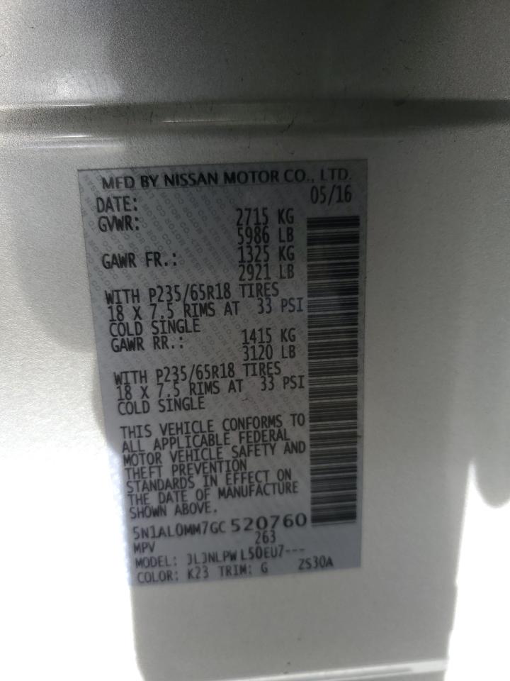 2016 Infiniti Qx60 VIN: 5N1AL0MM7GC520760 Lot: 90071175