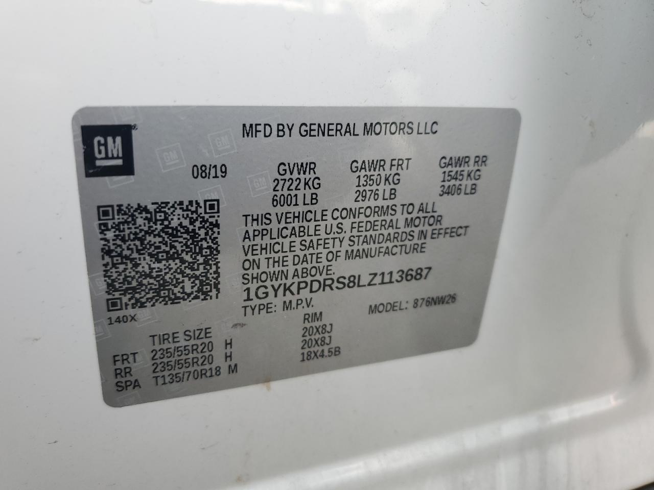 2020 Cadillac Xt6 Premium Luxury VIN: 1GYKPDRS8LZ113687 Lot: 81945715