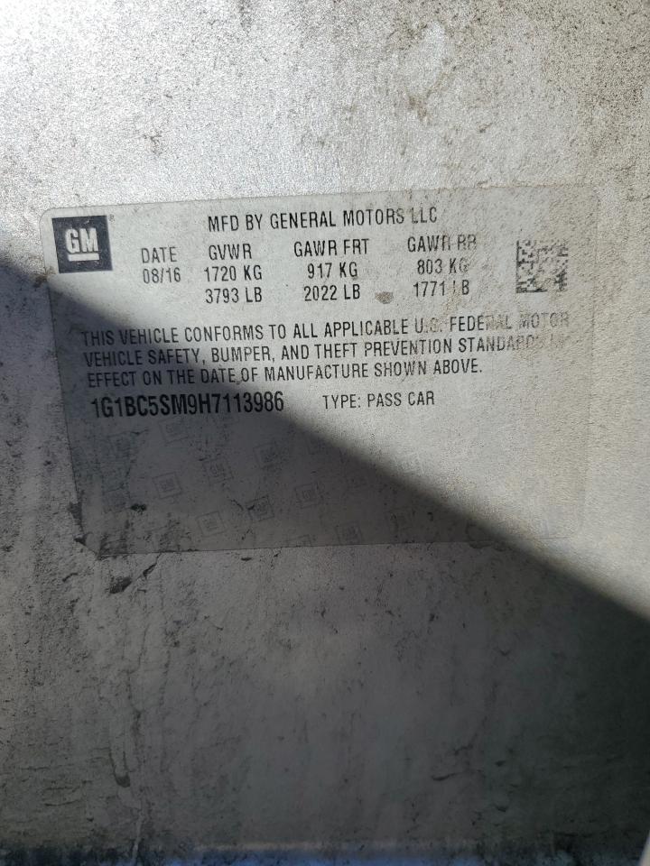 2017 Chevrolet Cruze Ls VIN: 1G1BC5SM9H7113986 Lot: 86620965