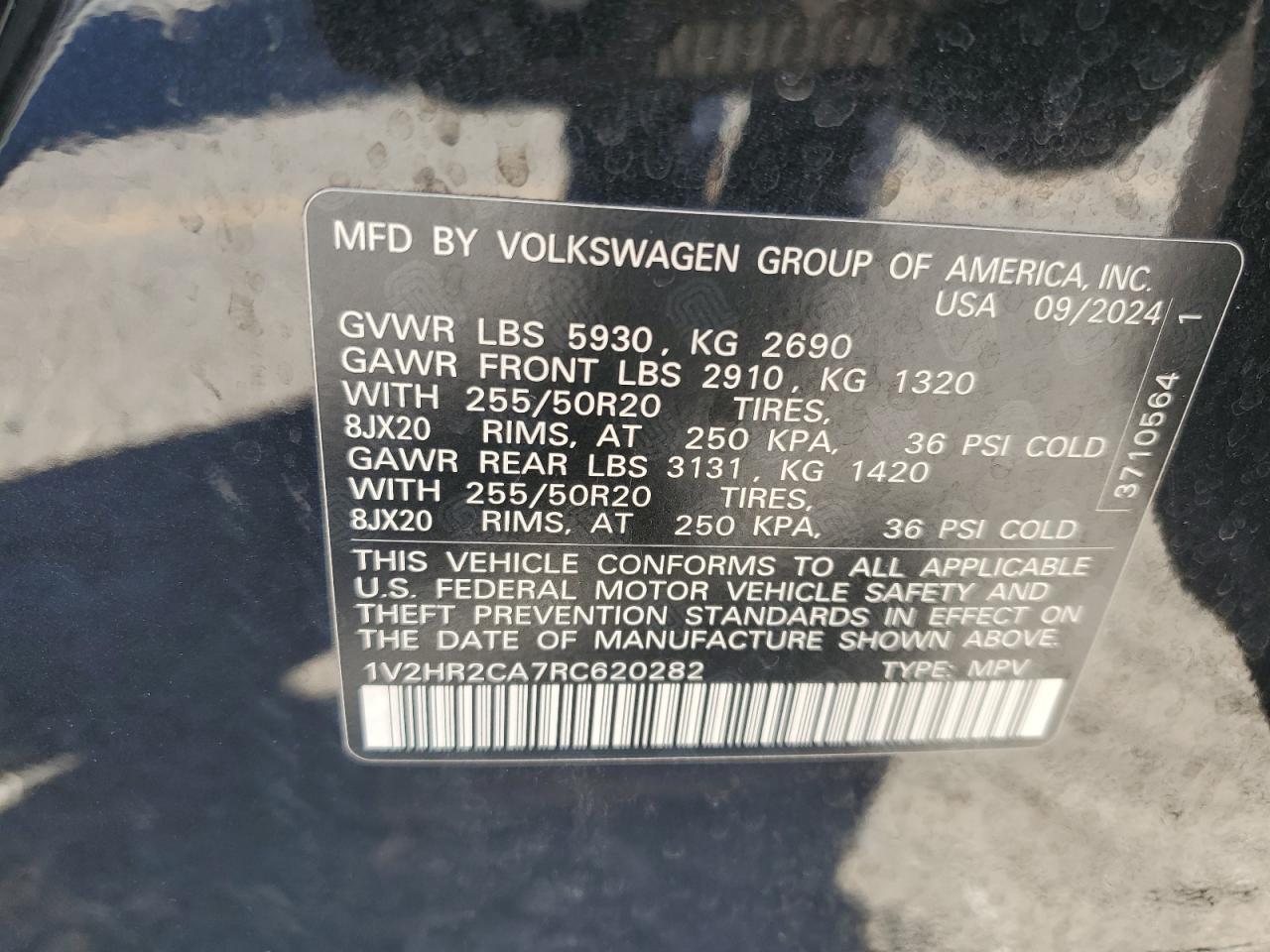 2024 Volkswagen Atlas Se VIN: 1V2HR2CA7RC620282 Lot: 87076385