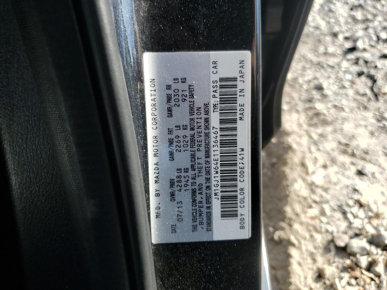 2014 Mazda 6 Grand Touring VIN: JM1GJ1W64E1136467 Lot: 85149305