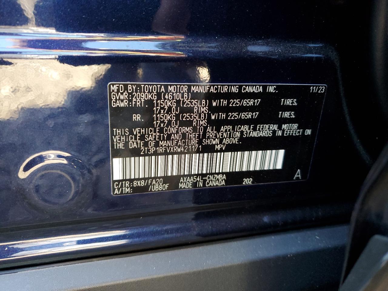 2024 Toyota Rav4 Xle VIN: 2T3P1RFVXRW421171 Lot: 84987735