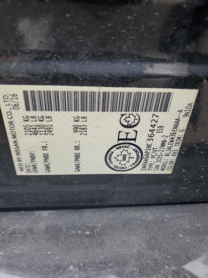 2017 Nissan Maxima 3.5S VIN: 1N4AA6AP1HC364427 Lot: 86237705