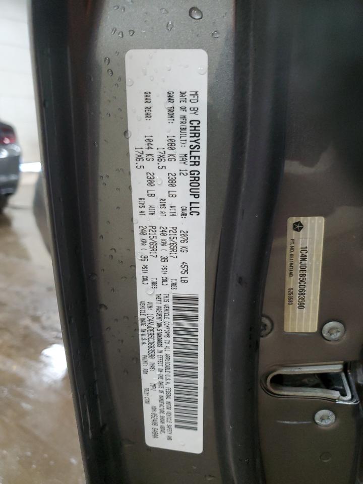 2012 Jeep Compass Latitude VIN: 1C4NJDEB5CD683590 Lot: 84460925