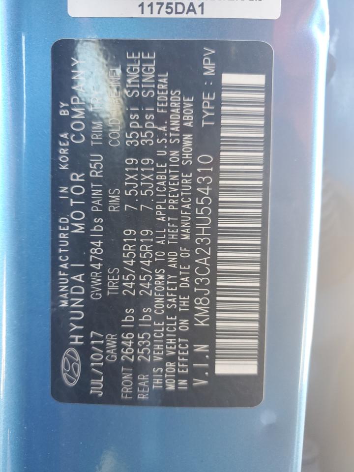 2017 Hyundai Tucson Limited VIN: KM8J3CA23HU554310 Lot: 84580125