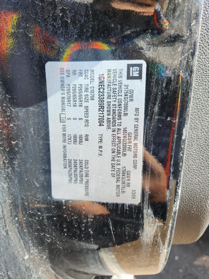 2009 Chevrolet Tahoe C1500 Lt VIN: 1GNEC23389R217004 Lot: 85922685