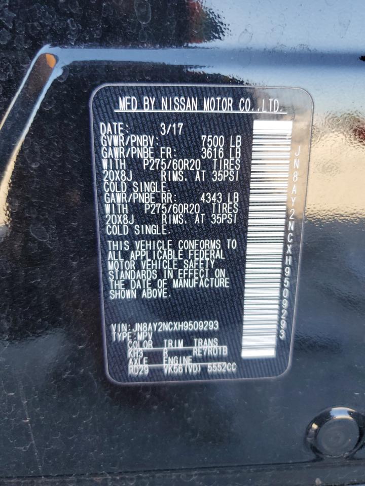 2017 Nissan Armada Sv VIN: JN8AY2NCXH9509293 Lot: 85108355