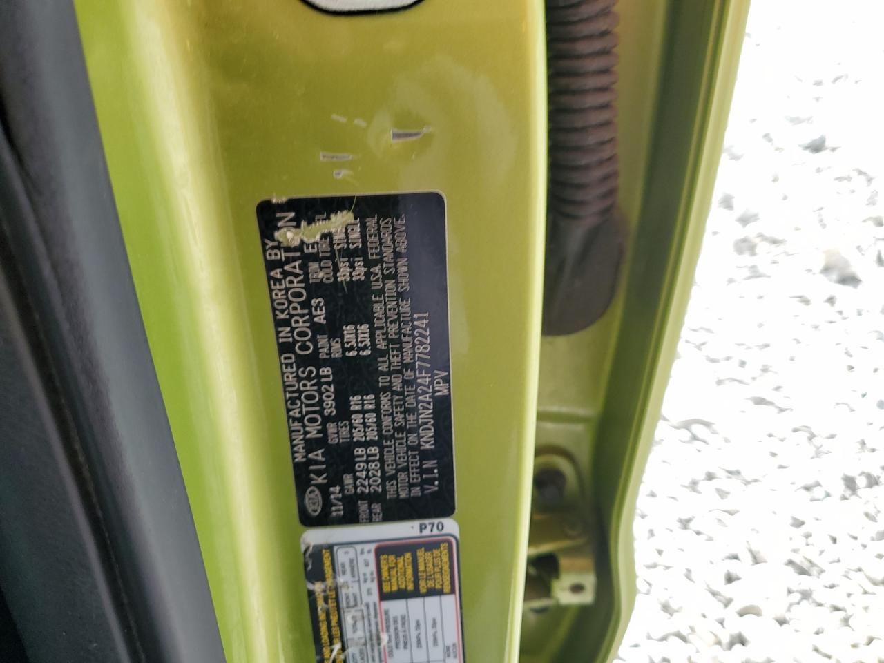 2015 Kia Soul VIN: KNDJN2A24F7782241 Lot: 82342835